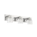 Thesis Dryden bathroom wall lamp, nickel, 3-bulb, 24, in metal and glass