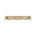 Thesis Dryden bathroom wall lamp, gold, 4-bulb, 32 in, metal and glass