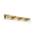 Thesis Dryden bathroom wall lamp, gold, 4-bulb, 32 in, metal and glass