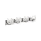 Thesis Dryden bathroom wall lamp, nickel, 4-bulb, 32, in metal and glass