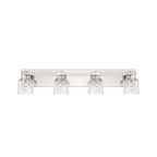 Thesis Dryden bathroom wall lamp, nickel, 4-bulb, 32, in metal and glass
