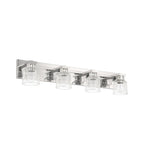 Thesis Dryden bathroom wall lamp, nickel, 4-bulb, 32, in metal and glass