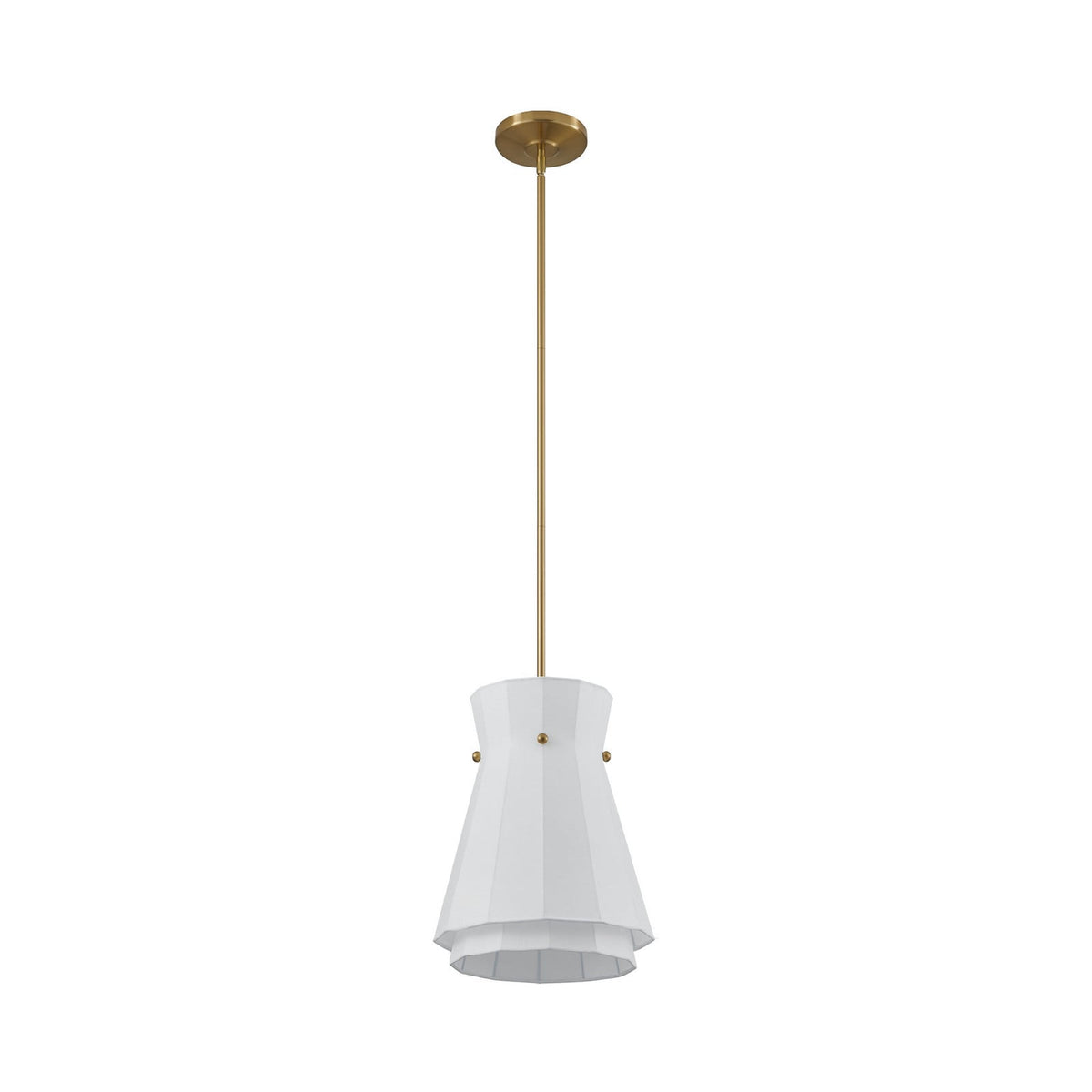 Thesis Bryony pendant light, white/gold, 12 in, fabric/metal