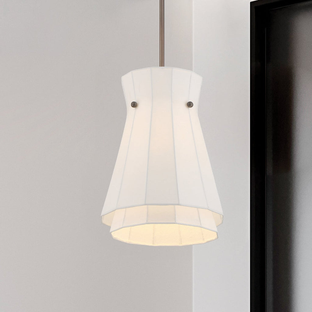 Thesis Bryony pendant light, white/bronze, 12 in fabric/metal