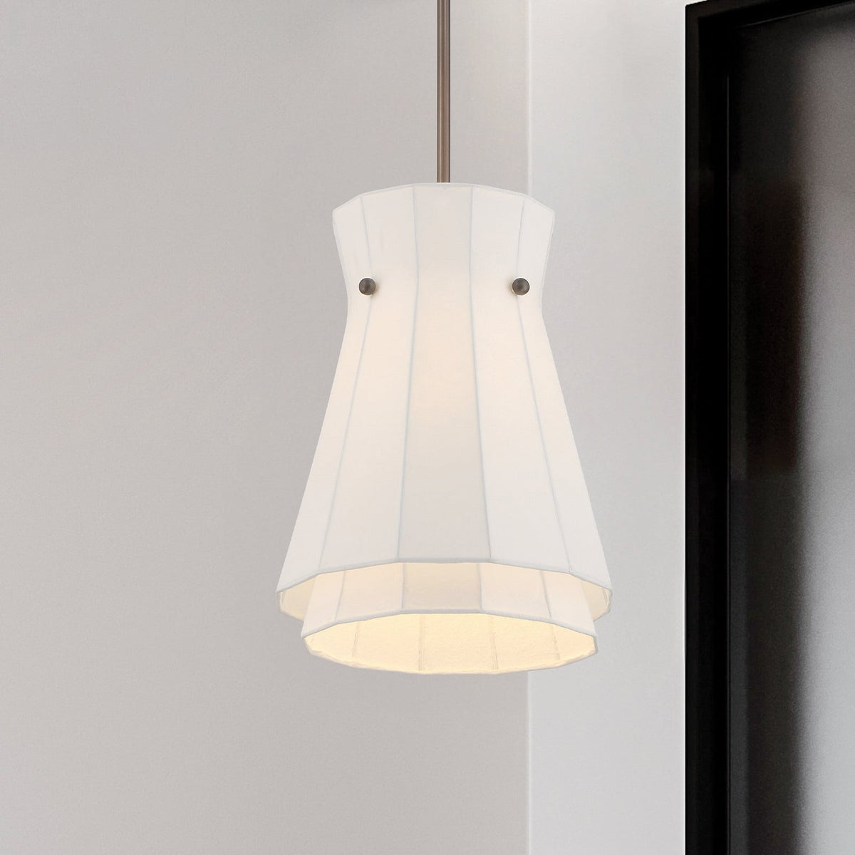 Thesis Bryony pendant light, white/bronze, 12 in fabric/metal