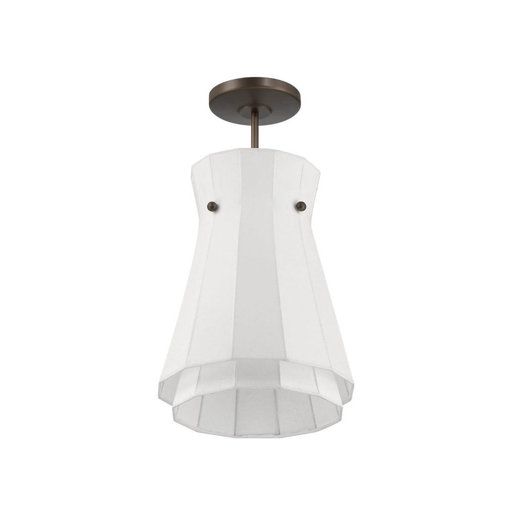 Thesis Bryony pendant light, white/bronze, 12 in fabric/metal