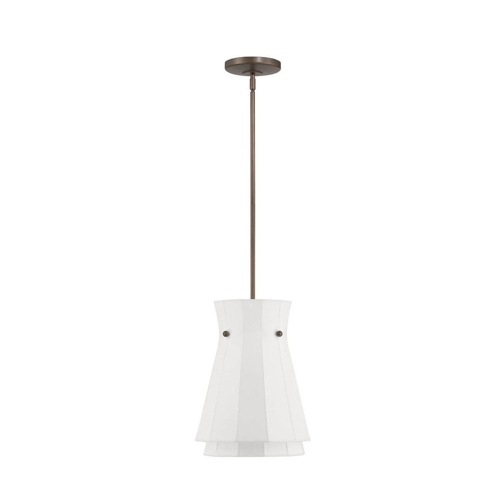 Thesis Bryony pendant light, white/bronze, 12 in fabric/metal
