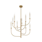 Thesis Calle LED chandelier, brass-coloured, 36 in, 9-bulb