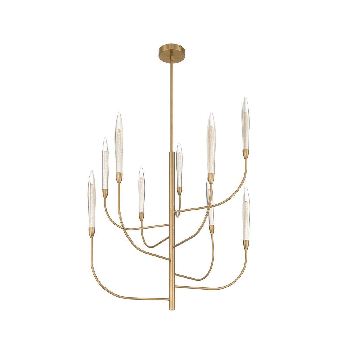 Thesis Calle LED chandelier, brass-coloured, 36 in, 9-bulb