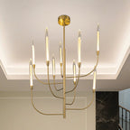 Thesis Calle LED chandelier, brass-coloured, 36 in, 9-bulb