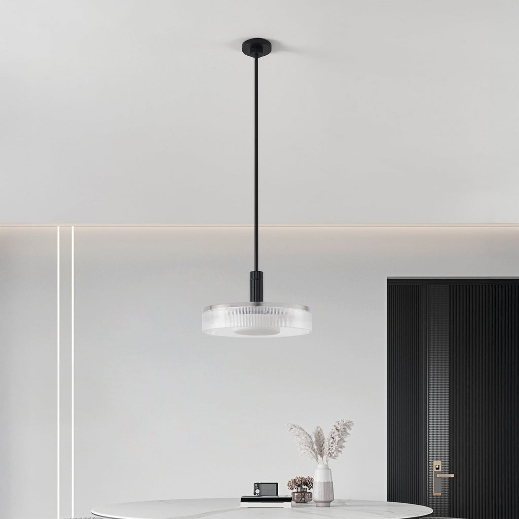 Thesis Como pendant light, black, 18 in, metal/glass, E26