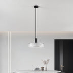 Thesis Como pendant light, black, 18 in, metal/glass, E26