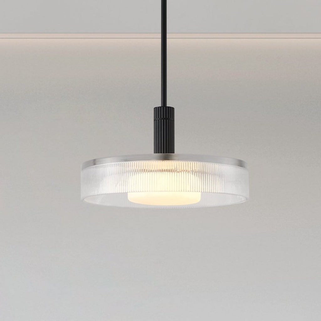 Thesis Como pendant light, black, 18 in, metal/glass, E26