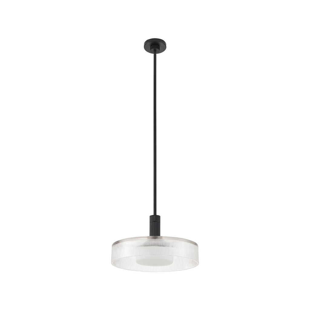 Thesis Como pendant light, black, 18 in, metal/glass, E26