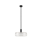 Thesis Como pendant light, black, 18 in, metal/glass, E26