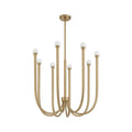 Thesis Dahlia chandelier, brass-coloured, 28 in, 8-bulb, G9