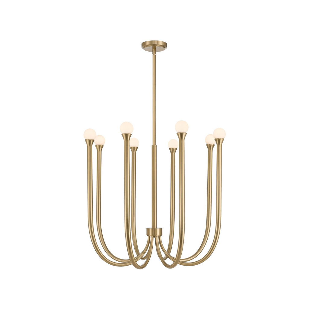 Thesis Dahlia chandelier, brass-coloured, 28 in, 8-bulb, G9