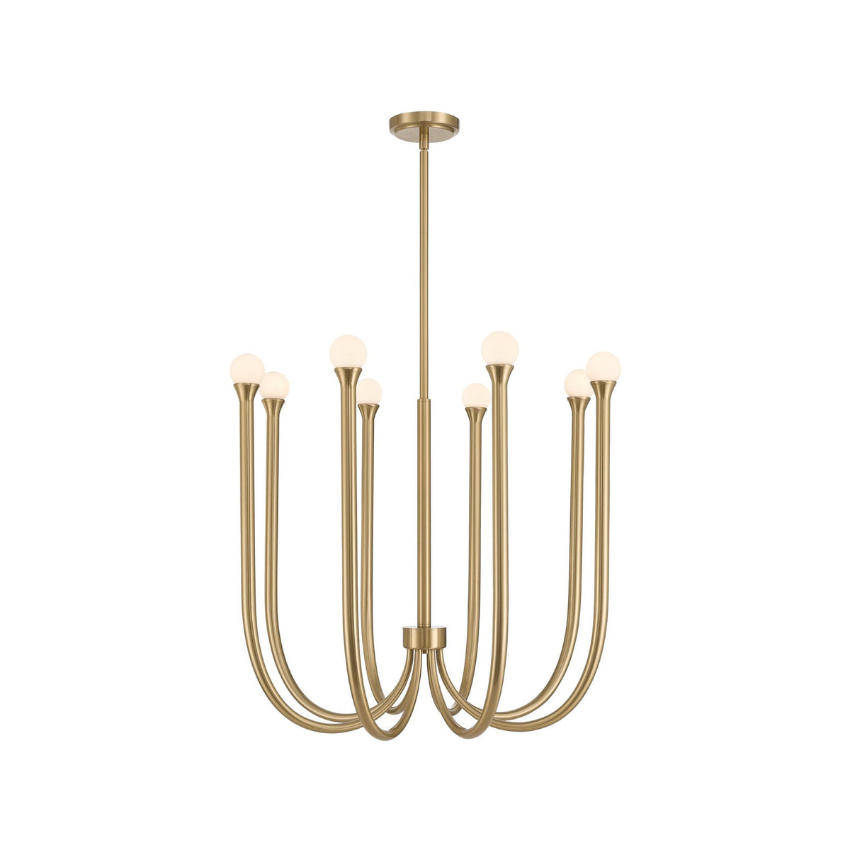 Thesis Dahlia chandelier, brass-coloured, 28 in, 8-bulb, G9