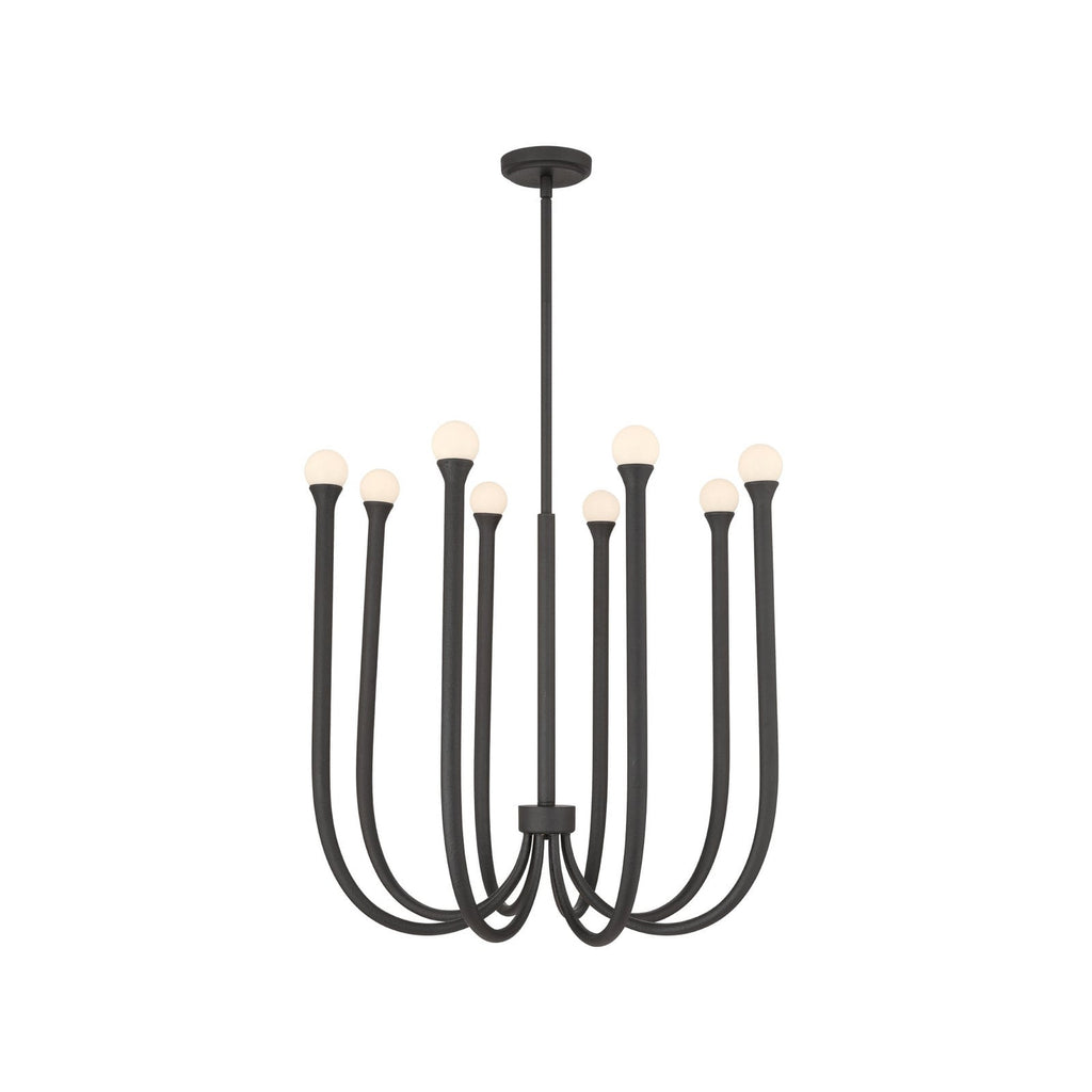Thesis Dahlia Chandelier, black, 28-inch, 8-bulb, metal, G9