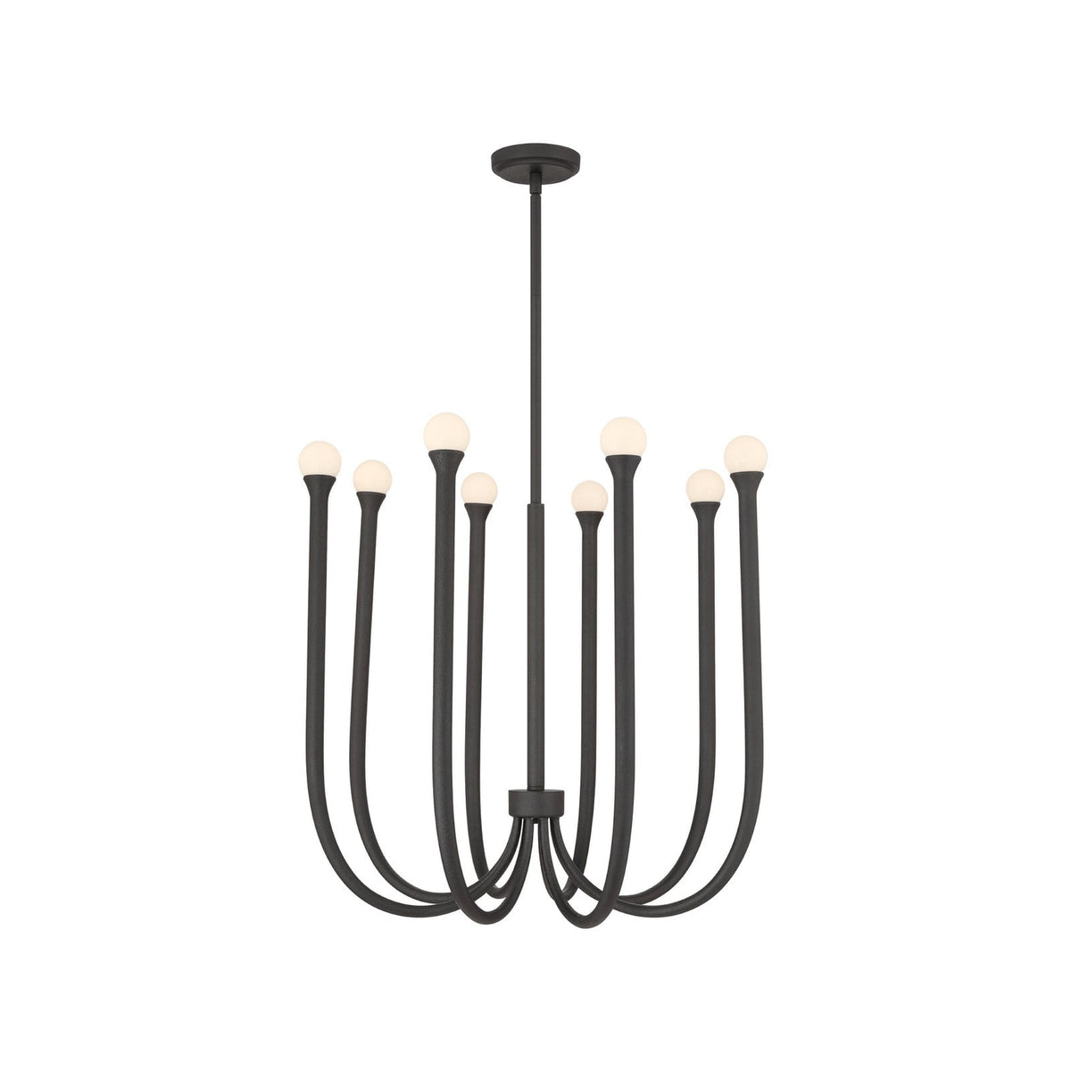 Thesis Dahlia Chandelier, black, 28-inch, 8-bulb, metal, G9