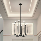 Thesis Dahlia Chandelier, black, 28-inch, 8-bulb, metal, G9
