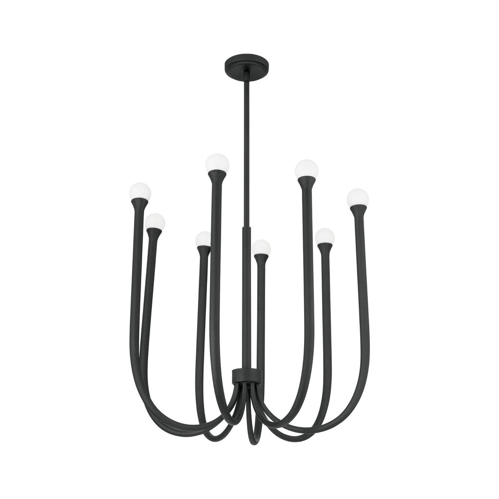 Thesis Dahlia Chandelier, black, 28-inch, 8-bulb, metal, G9