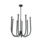 Thesis Dahlia Chandelier, black, 28-inch, 8-bulb, metal, G9