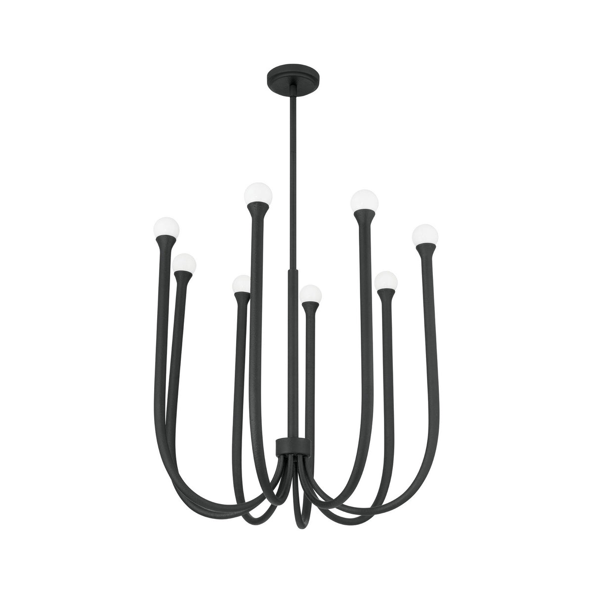 Thesis Dahlia Chandelier, black, 28-inch, 8-bulb, metal, G9