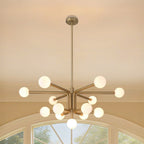 Thesis Stockholm chandelier, gold, 40 in, 8-bulb, metal