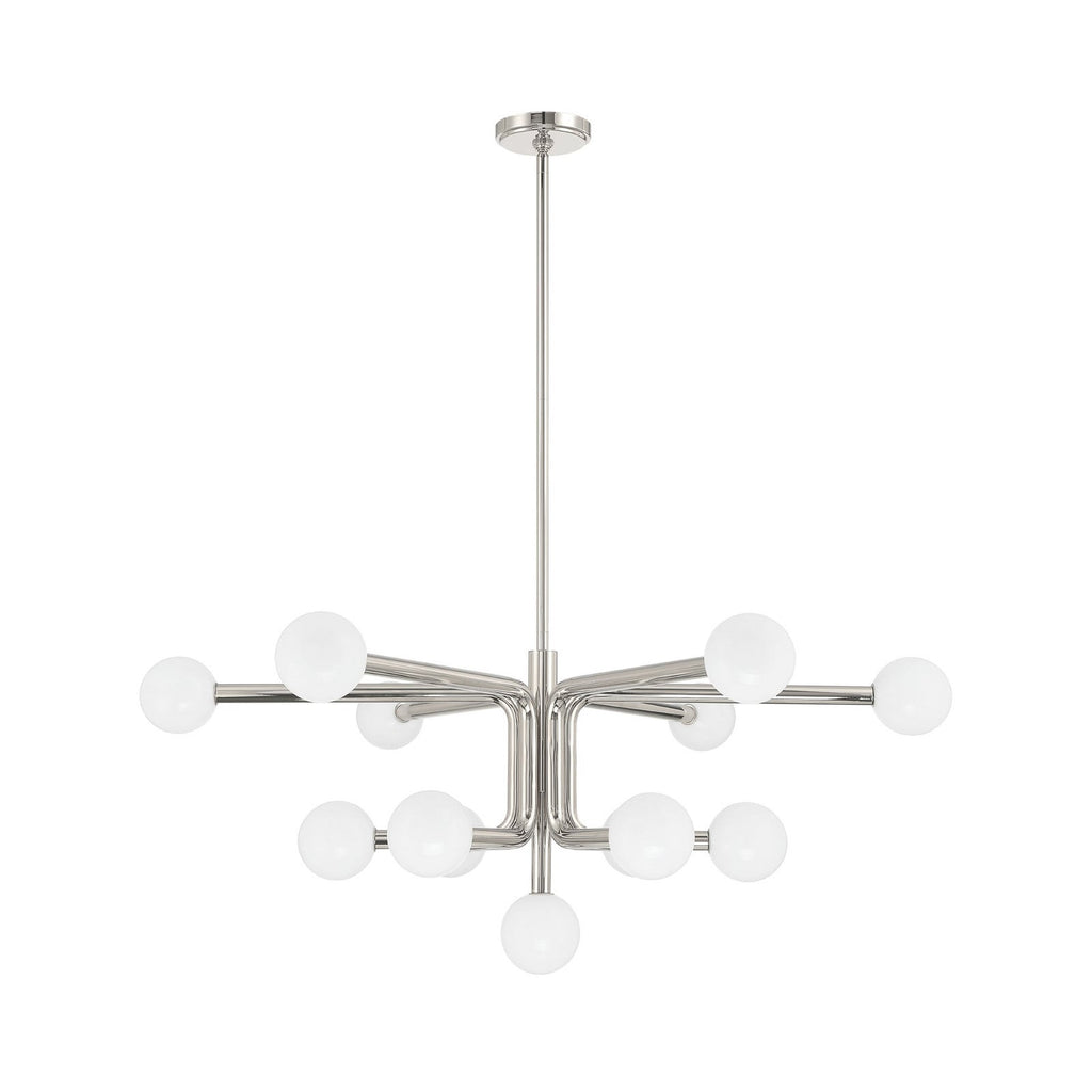 Thesis Stockholm chandelier, nickel, 40 in, 8-bulb, metal