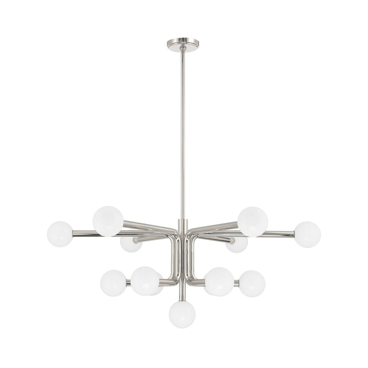 Thesis Stockholm chandelier, nickel, 40 in, 8-bulb, metal