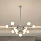 Thesis Stockholm chandelier, nickel, 40 in, 8-bulb, metal