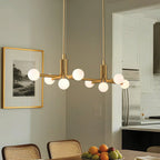 Thesis Stockholm pendant light, gold, 50 in, 8-bulb, metal