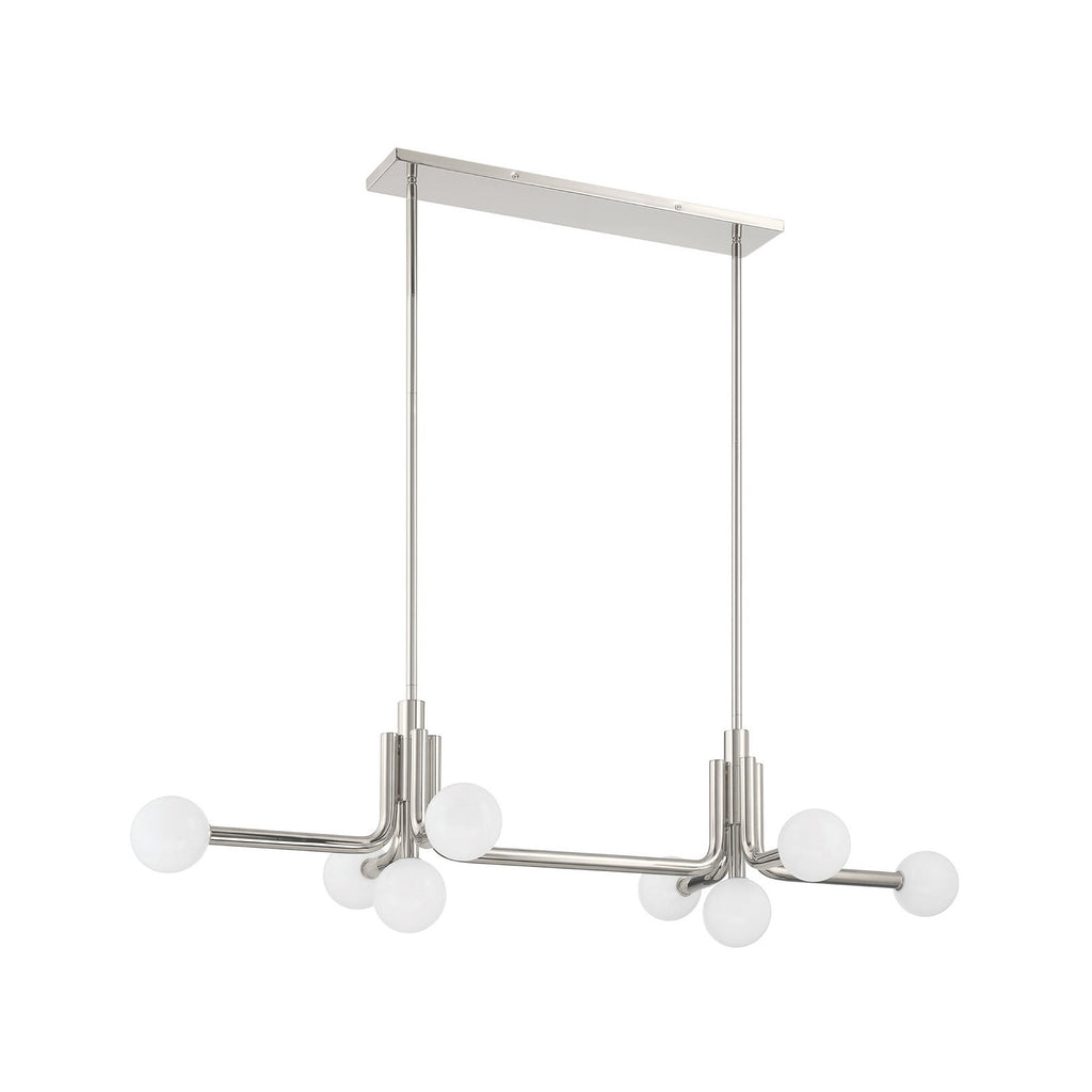 Thesis Stockholm pendant light, nickel, 50 in, 8-bulb, metal