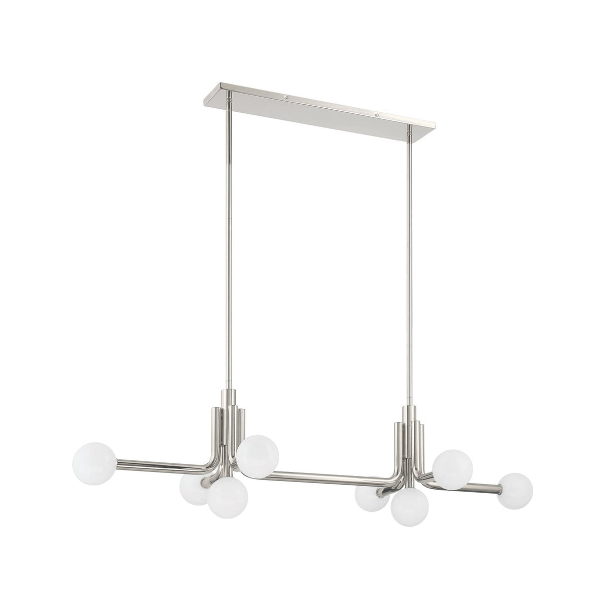 Thesis Stockholm pendant light, nickel, 50 in, 8-bulb, metal