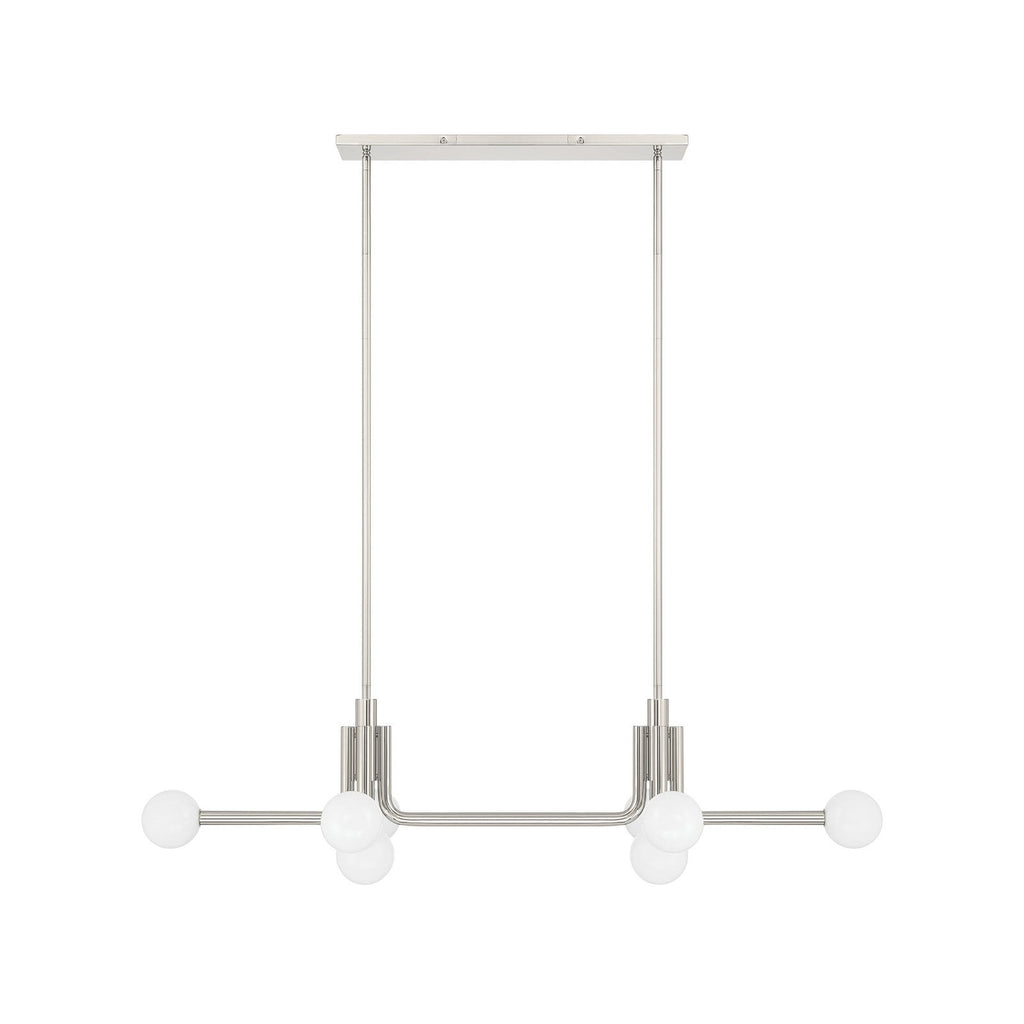 Thesis Stockholm pendant light, nickel, 50 in, 8-bulb, metal