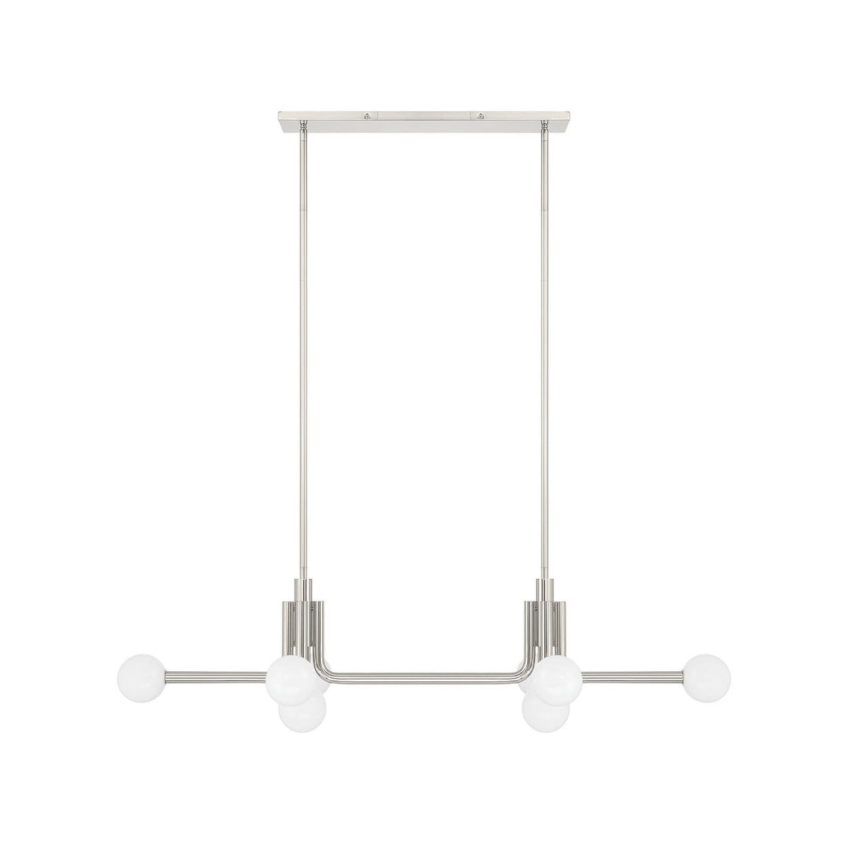 Thesis Stockholm pendant light, nickel, 50 in, 8-bulb, metal