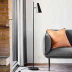Woud Cono Floor Lamp, black, height 55.9 in, E12, adjustable