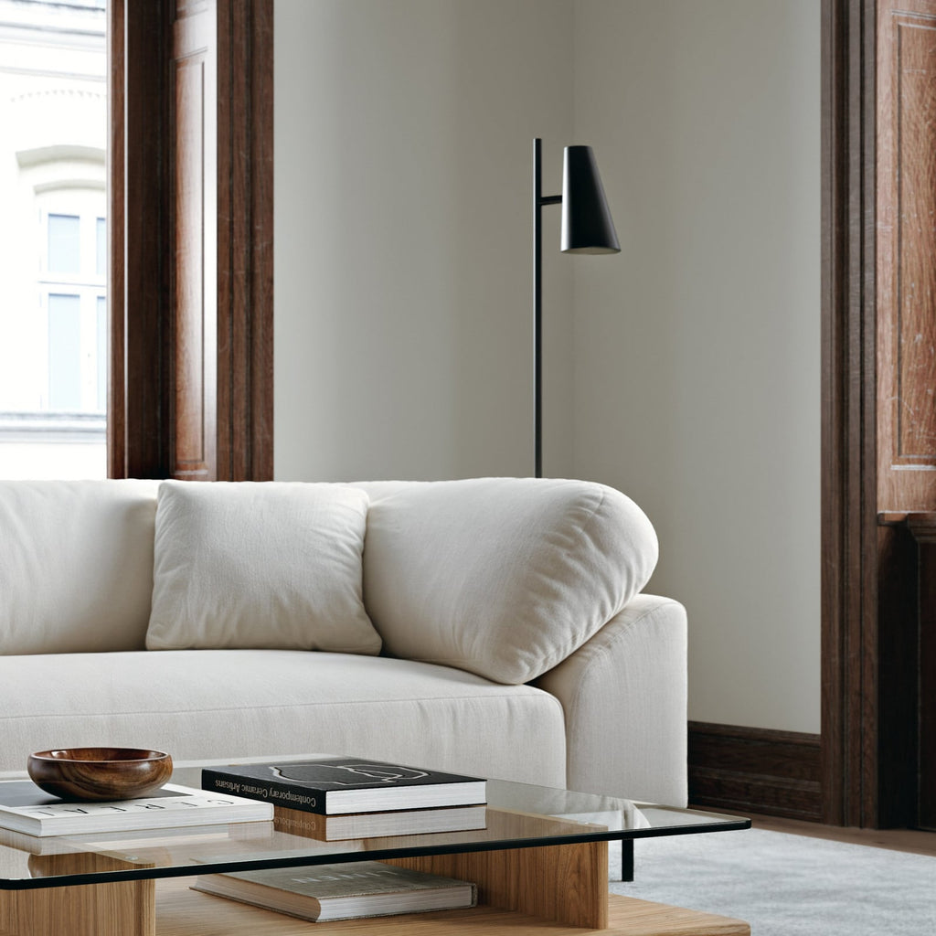 Woud Cono Floor Lamp, black, height 55.9 in, E12, adjustable
