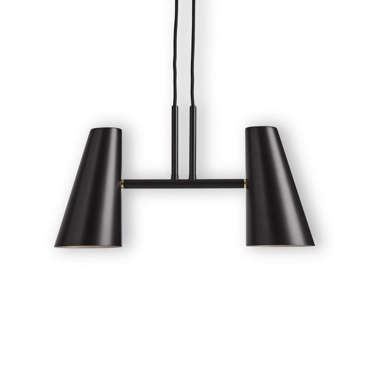 Woud Cono hanging light, black, 2-bulb, E12, length 16.5 in