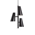 Woud Cono hanging light, black, 3-bulb, E12, Ø 14.2 in