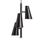 Woud Cono hanging light, black, 3-bulb, E12, Ø 14.2 in