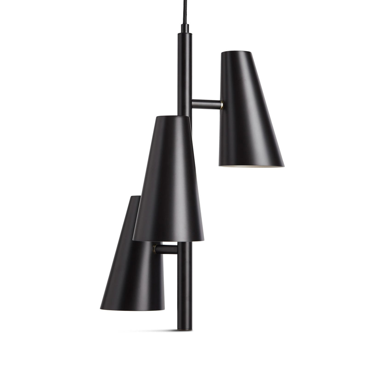 Woud Cono hanging light, black, 3-bulb, E12, Ø 14.2 in