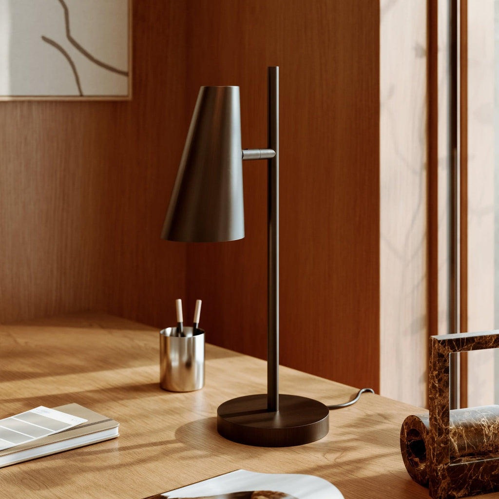 Woud Cono table lamp, black, height 19.7 in, E12, metal
