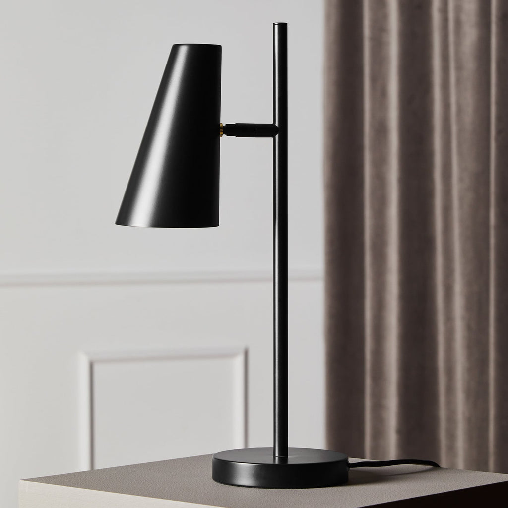Woud Cono table lamp, black, height 19.7 in, E12, metal