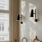 Woud Cono wall lamp, black, height 12.99 in, E12, plug