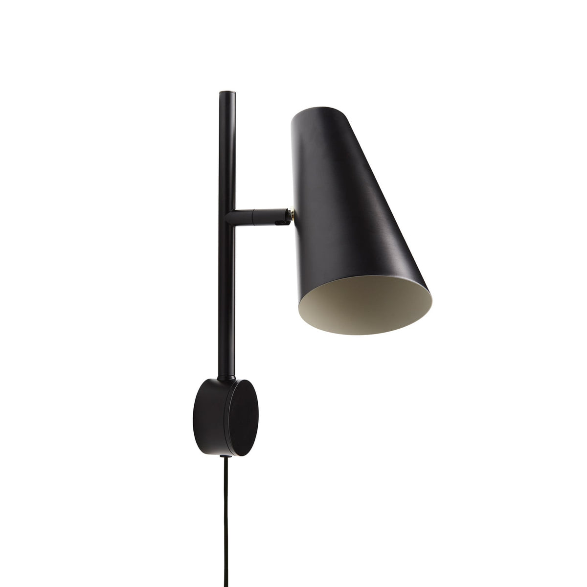 Woud Cono wall lamp, black, height 12.99 in, E12, plug