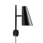 Woud Cono wall lamp, black, height 12.99 in, E12, plug