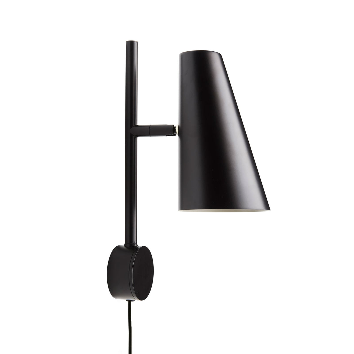 Woud Cono wall lamp, black, height 12.99 in, E12, plug