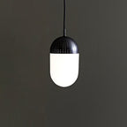 Woud ‘Dot’ hanging light, black/opal, height 8.27 in, E12, glass